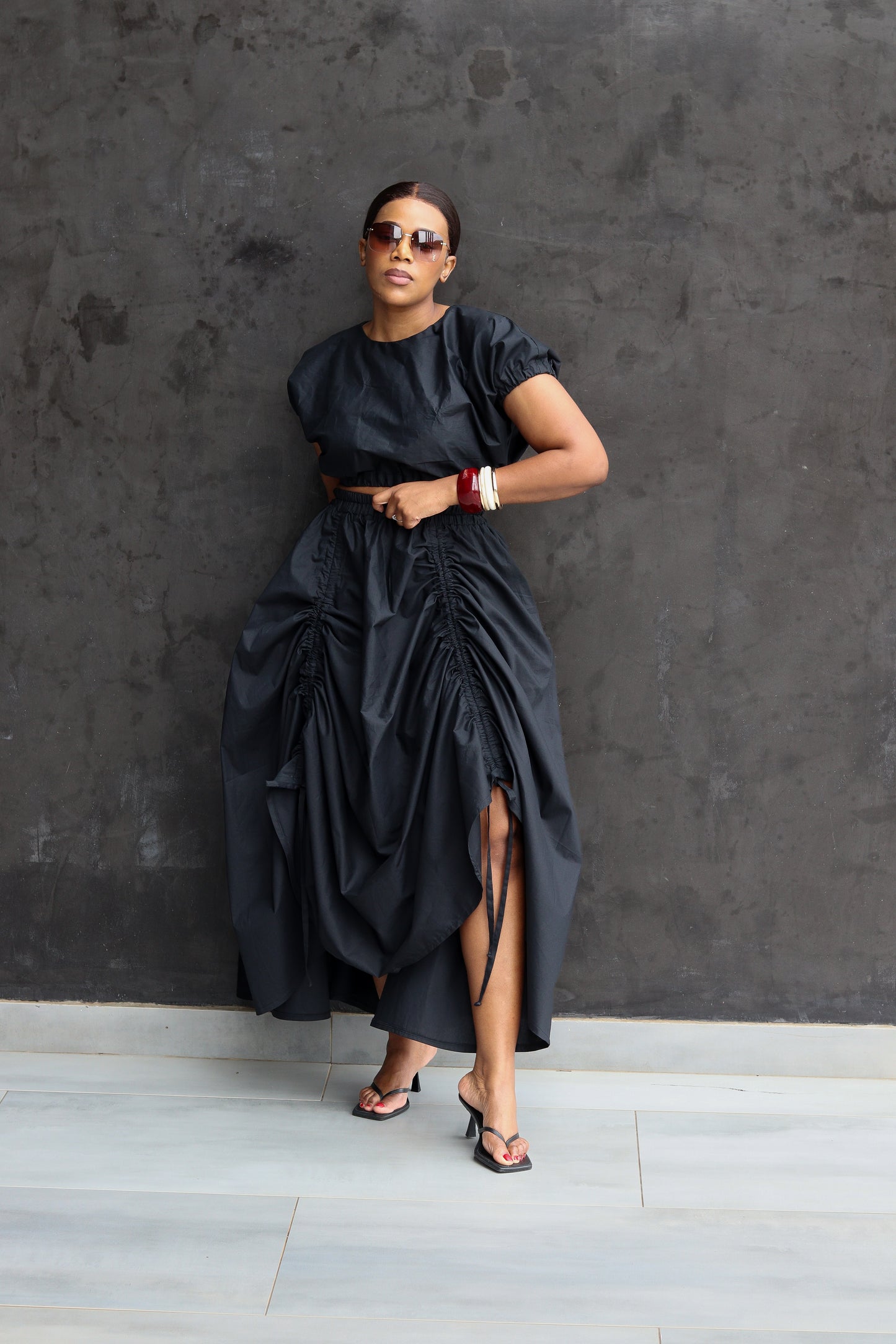 !!!!!Black Ruched Two piece set( pre-order)