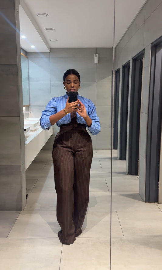 !!!!!!!!!!Pinstripe Corseted Pants- With Matching Tie ( Pre-order)