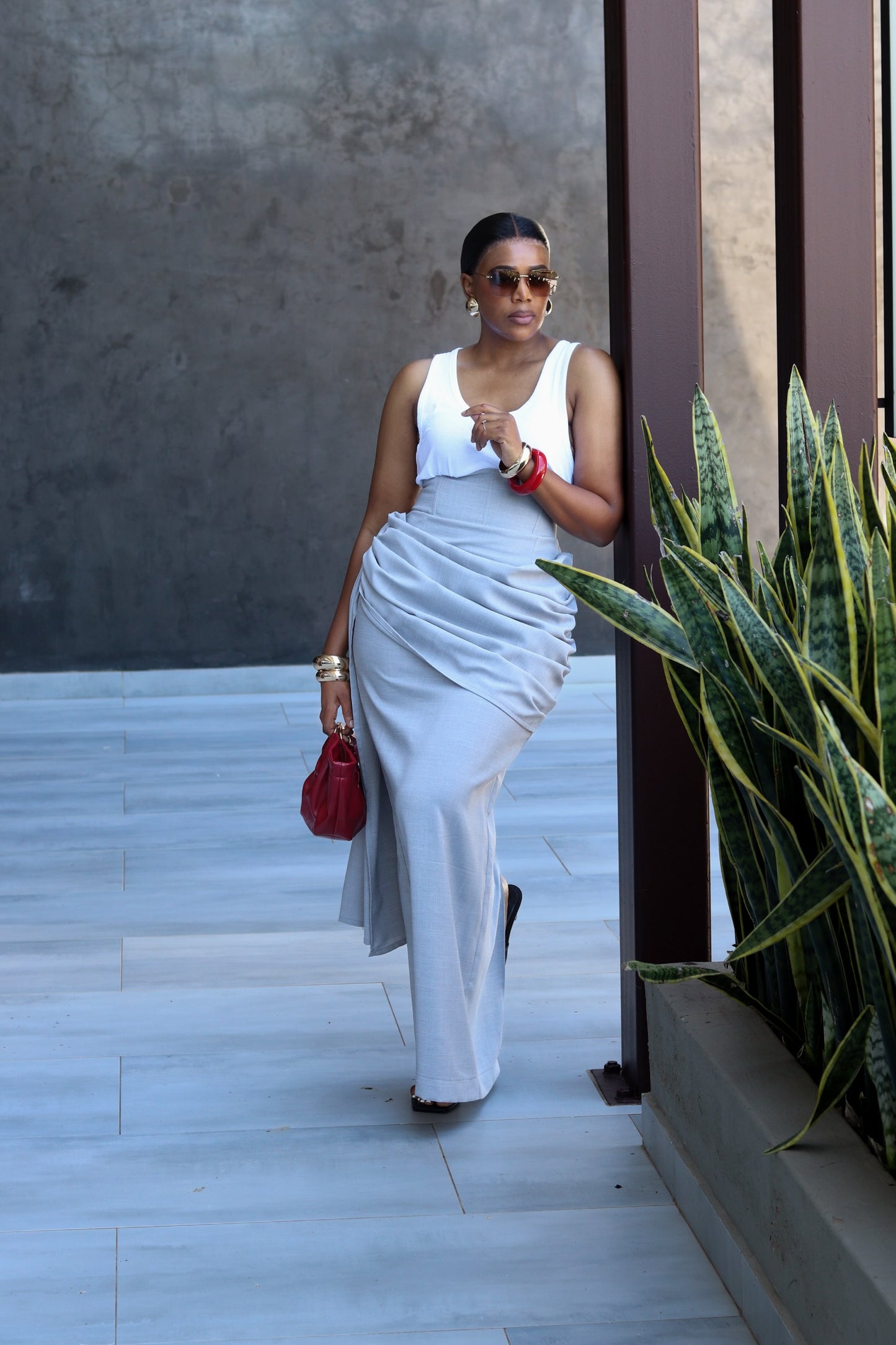!!!!!!!Grey corseted draped skirt( Pre-order)