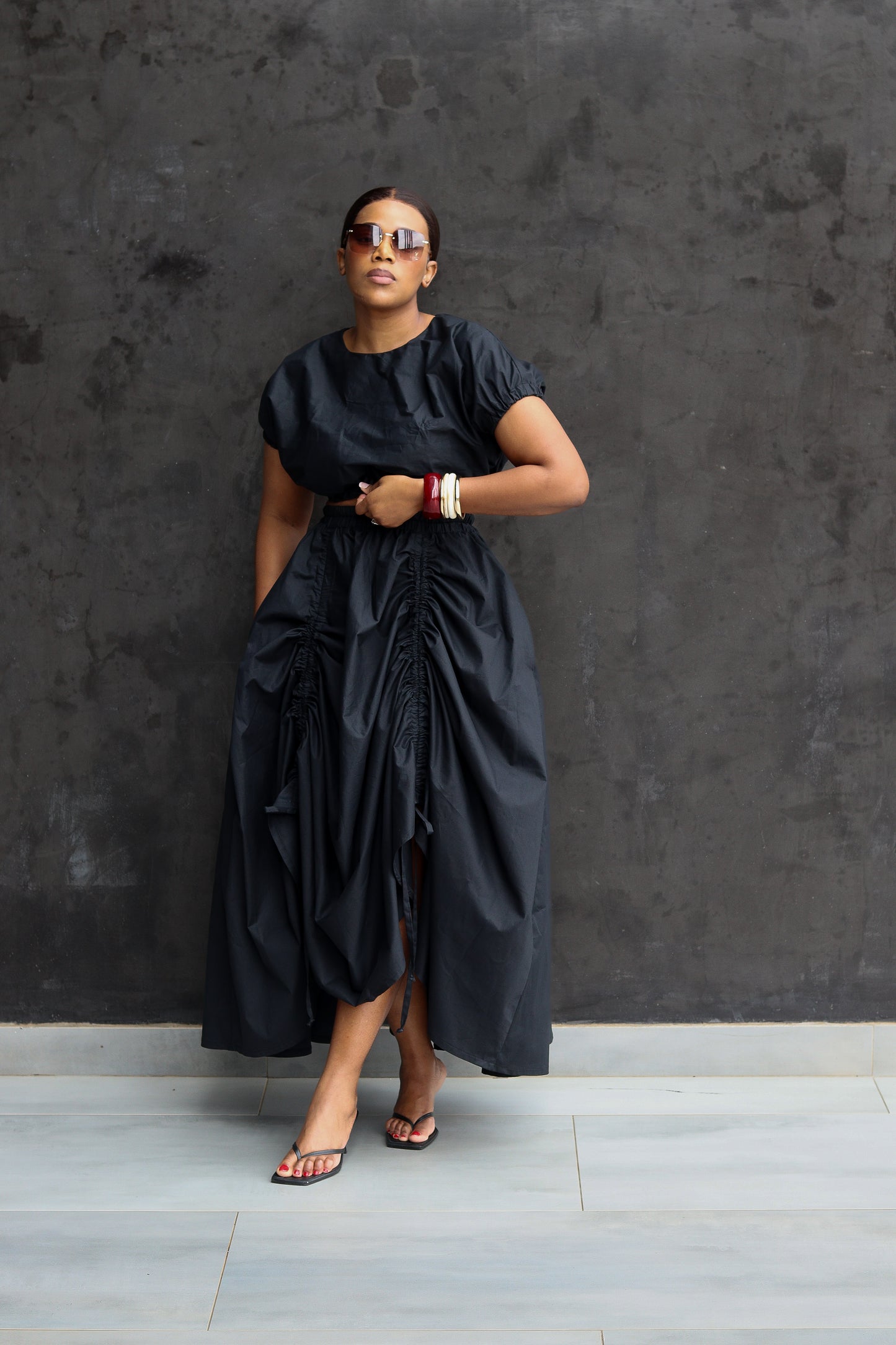 !!!!!Black Ruched Two piece set( pre-order)